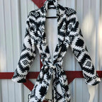 Black Aztec Women's Western Bath Robe Baha Ranch Western Wear