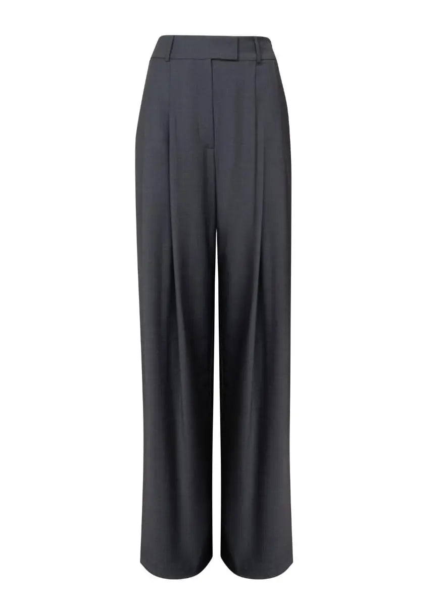 Grey Wide-Leg Virgin Wool Pants Sophia ETNA