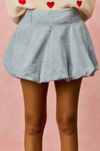 SO ME Denim Bubble Mini Skirt