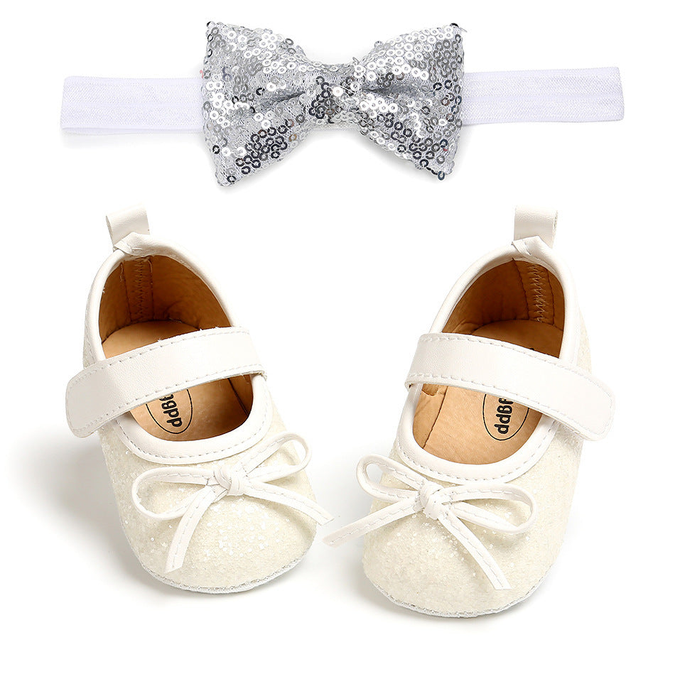 Baby shoes soft sole non-slip toddler shoes 2-piece headband