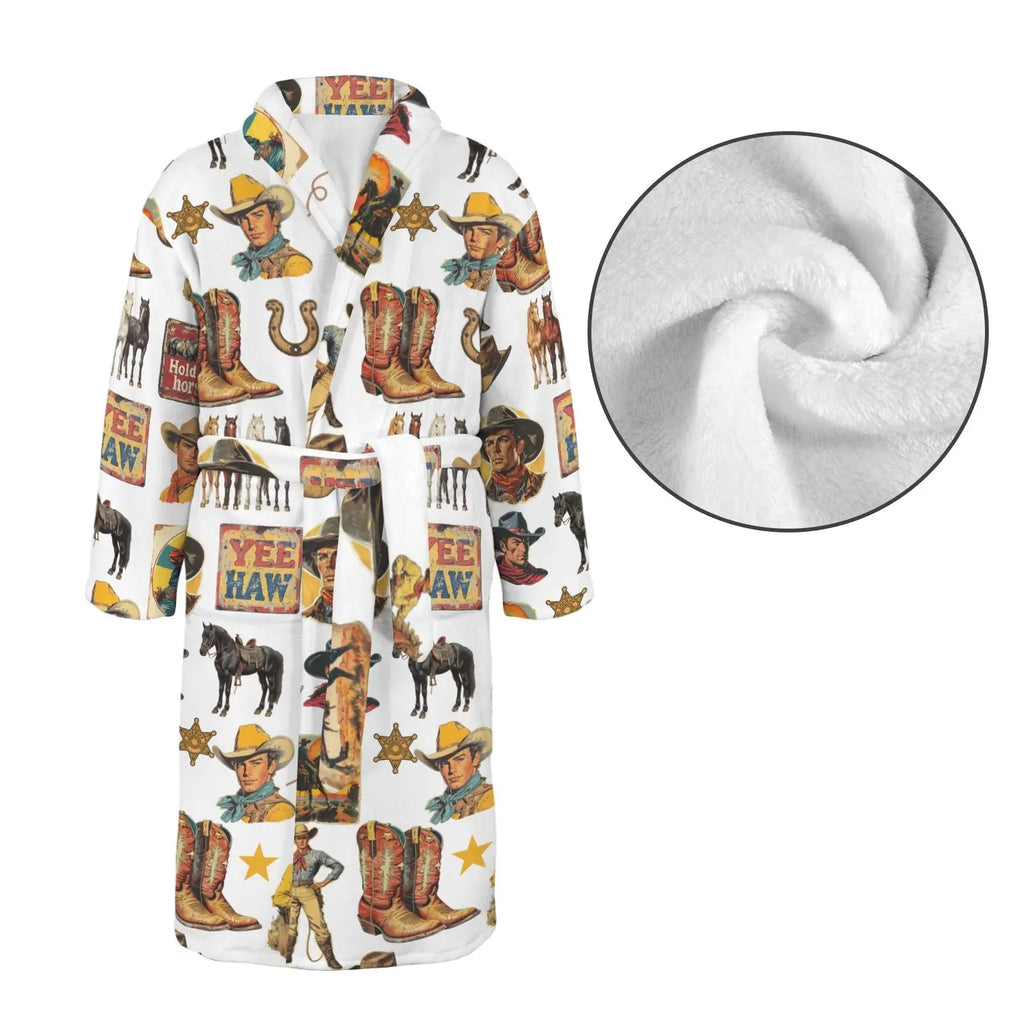 Cowboy Collage Western Men's Bath Robe Baha Ranch Western Wear