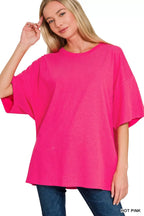 Zenana Cotton Short Sleeve Oversized Tunic Tee