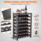 42 Bottle 7-Tier Modular Wine Rack Bamboo Wood Display Shelf with TableTop