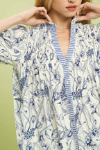 Umgee Mixed Print Button Front Top