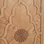 Carved Flower Door Large Storage Cabinet With Metal Handle Suitable For Living Room, Kitchen, Entryway(NATURAL WOOD)
