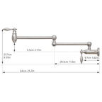 Pot Filler,Wall Mount Commercial Pot Filler Faucet,Brass Material Kitchen Folding Faucet,Coffee Machine Faucet with Stretchable Double Joint Swing Arms,Style A,Brushed Nickel