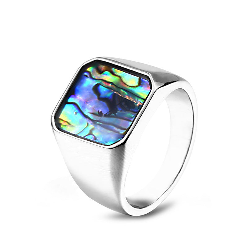 Warrior Men's Retro Personality Creative Stainless Steel Ring Shell Jewelry