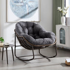 Outdoor Rattan Rocking Chair,Padded Cushion Rocker Recliner Chair Outdoor for Front Porch, Living Room, Patio, Garden, Grey