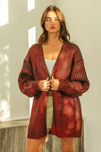 BiBi Metallic Knit V-neck Open Sweater Cardigan