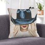 Baha Ranch Cowgirl Blonde Velvety Soft Throw Pillow Case Made in America Baha Ranch Western Wear