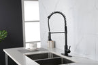 Spring kitchen faucet with pull-out sprayer, stainless steel single handle single hole kitchen sink faucet