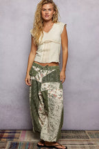 POL V-Neck Lightweight Textured Short Sleeve Knit Top with Lace Trim