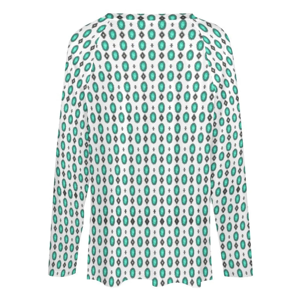 Baha Ranch Turquoise Concho Long Sleeve Top Baha Ranch Western Wear