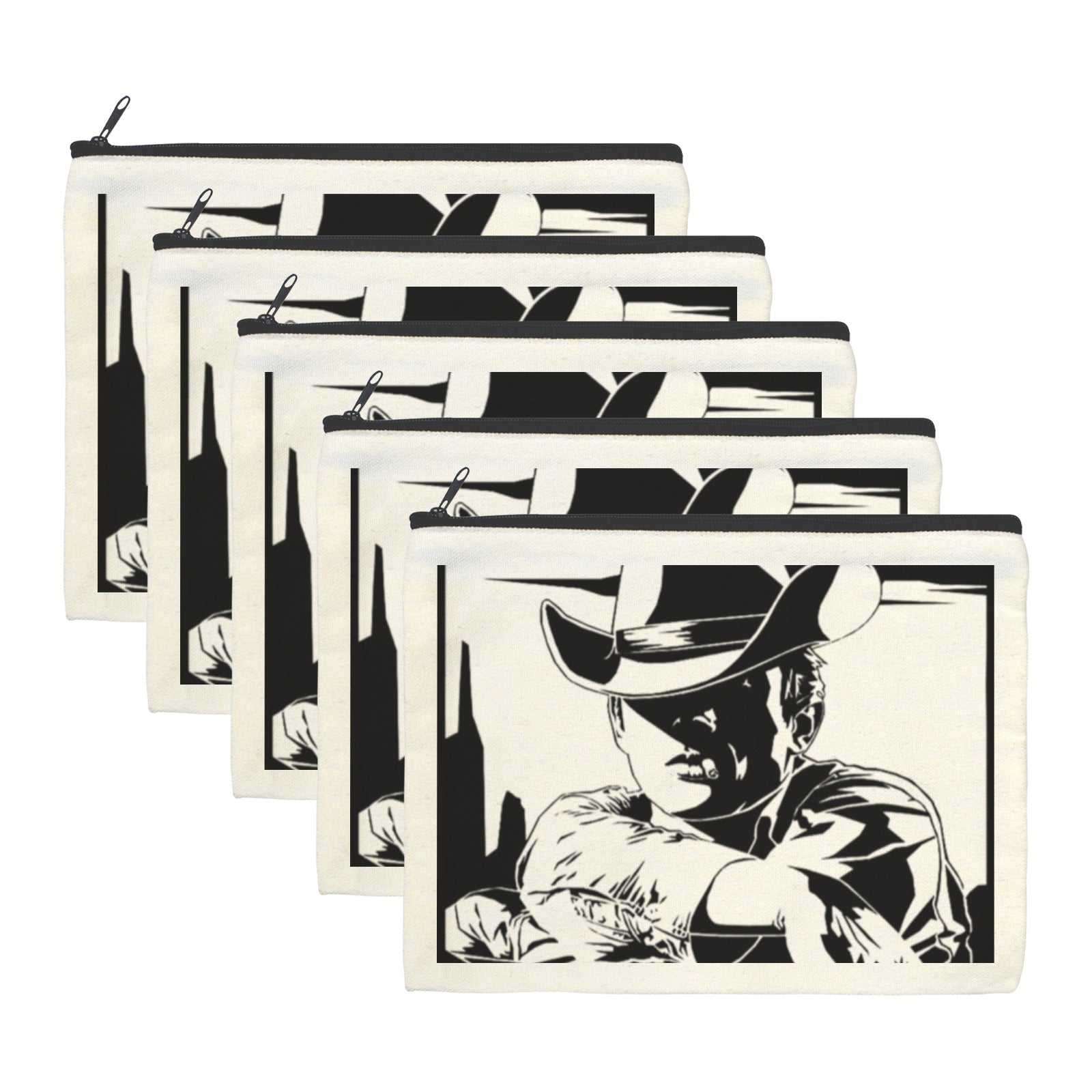 Baha Ranch Black White Cowboy Cosmetic Bag Pack of 5 Made in America Baha Ranch Western Wear