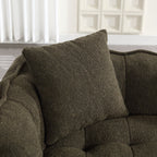 Cozy Beanbag Chair with High Resilience Foam Core for Two - Olive Green Chenille, 66x35x25 inches