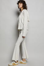 POL Drawstring Textured Ribbed Knit Pants