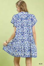 Umgee Abstract Print Babydoll Mini Dress