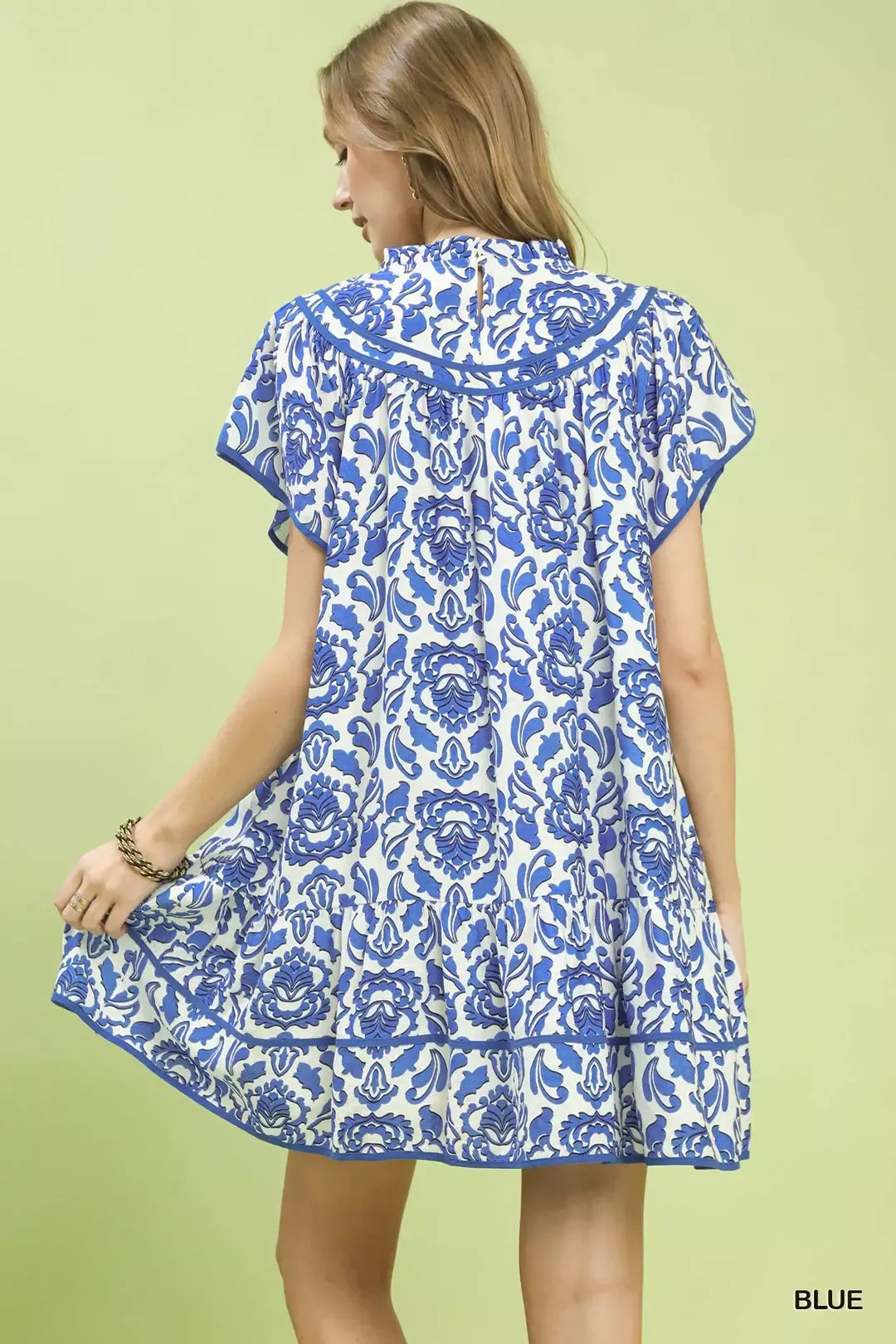 Umgee Abstract Print Babydoll Mini Dress