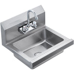 Commercial Hand Sink with Faucet, Stainless Steel Sink for Washing, Small Hand Washing Sink, Wall Mount Hand Basin, Utility Sink for Restaurant, Kitchen, Bar, Garage and Home, 17 x 12.8 inch