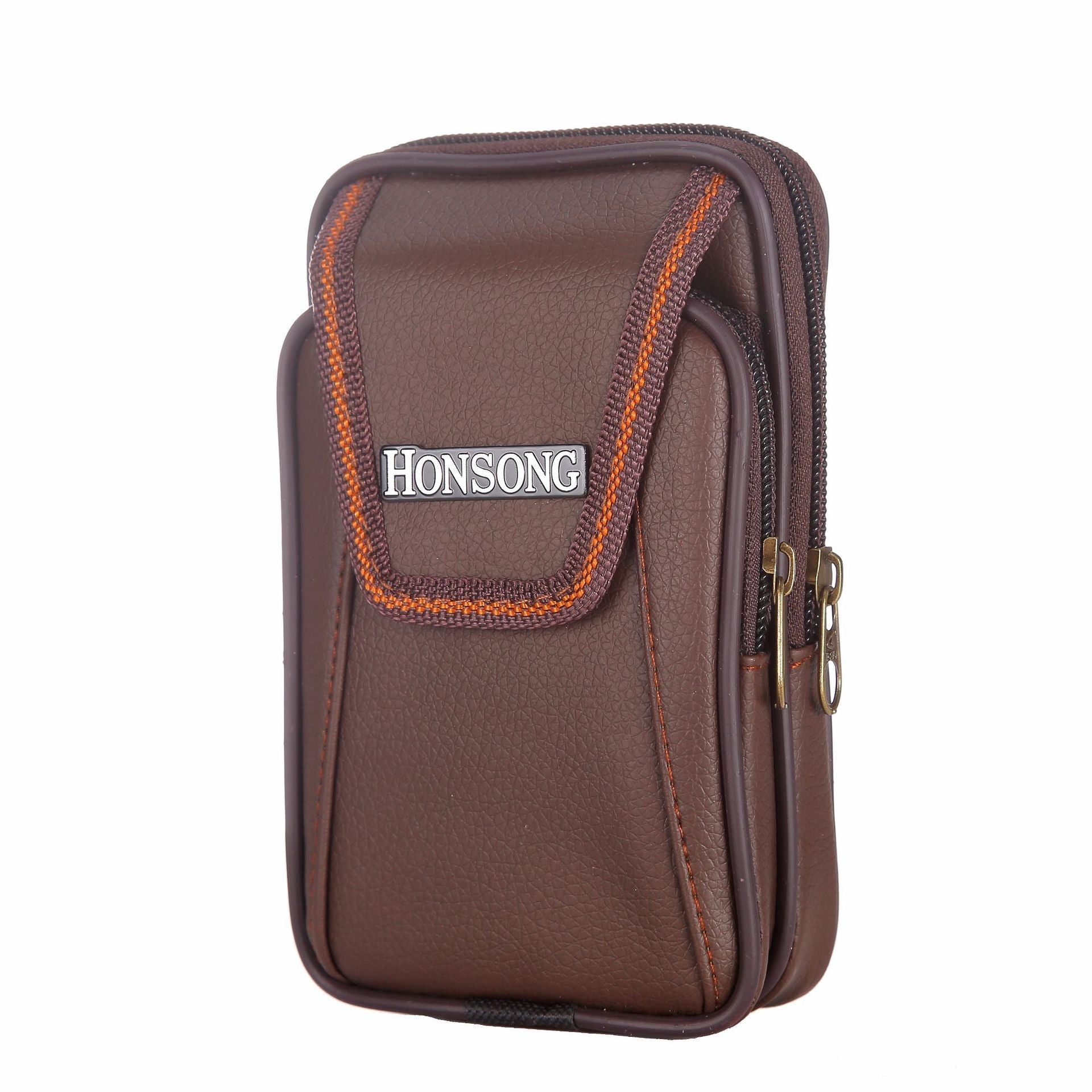 Men's Fashion Double Zipper Through The Belt Coin Purse