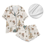 Baha Ranch Christmas Spirit Cowgirl Western Cowboy Satin Short Pajama Sets Baha Ranch Western Wear