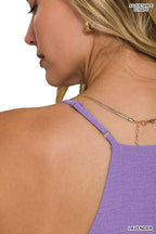 Zenana Woven Airflow Adjustable Strap V-Neck Cami