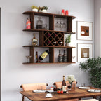 Large Wall Mounted 3 Tier  Rustic Bottle Wine Rack,Multifunctional Wooden Wall Mounted Wine Rack,Storage Rack with Wine Glass Holder,mounted wall Storage winerack Rack for Home Bar Dining Room Decor