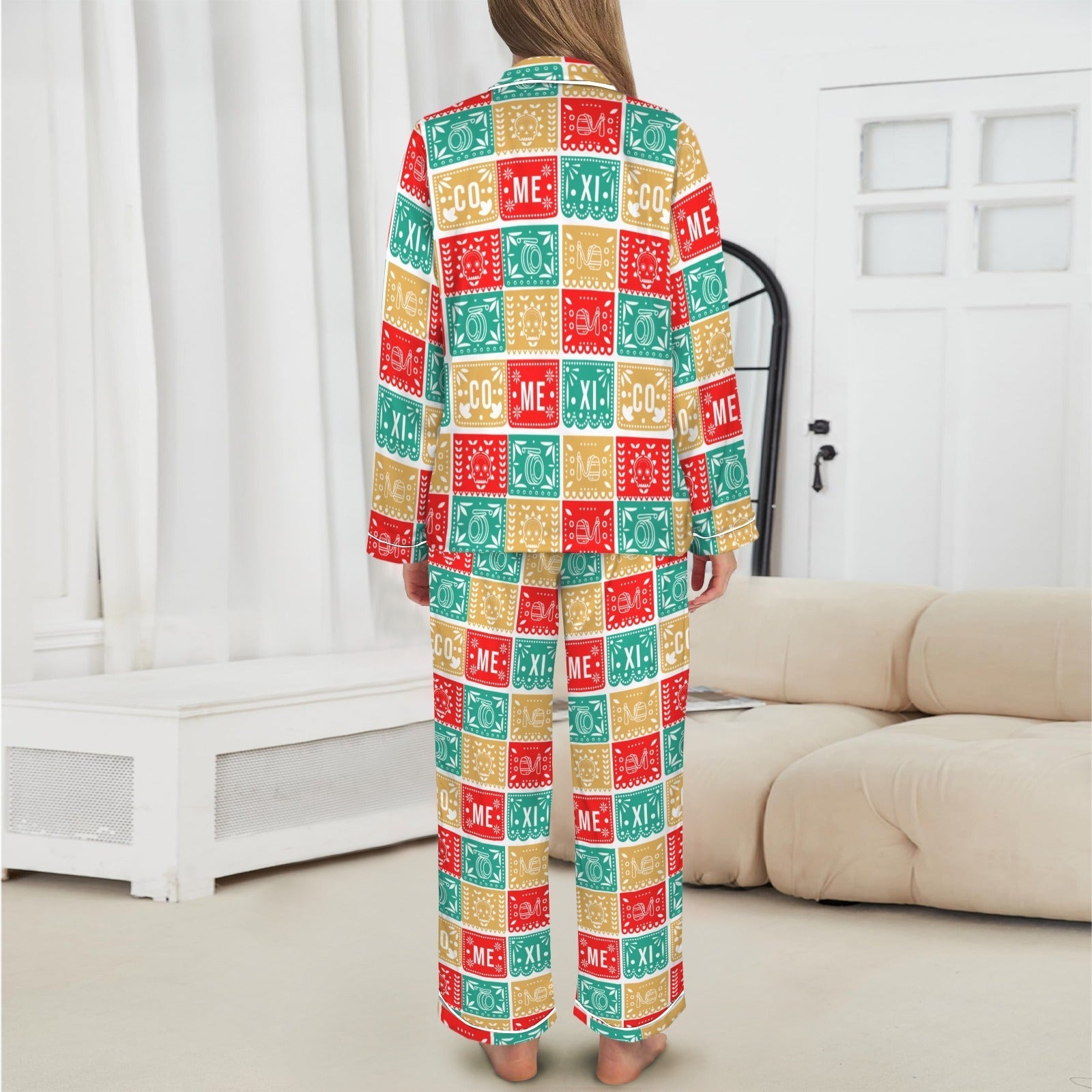 Baha Ranch Colores De Mexico Picado Womens Satin Pajamas Baha Ranch Western Wear