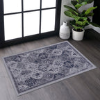 NAAR MAVAL Blue Washable Rug 2' x 3' Doormat Rug (Blue, 2' x 3')