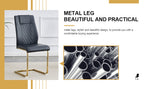 Modern dining chairs with faux leather padded seats, dining room chairs, gold metal leg upholstered chairs, suitable for kitchens, living rooms, bedrooms, and offices, set of 6 (black+PU leather)C-001
