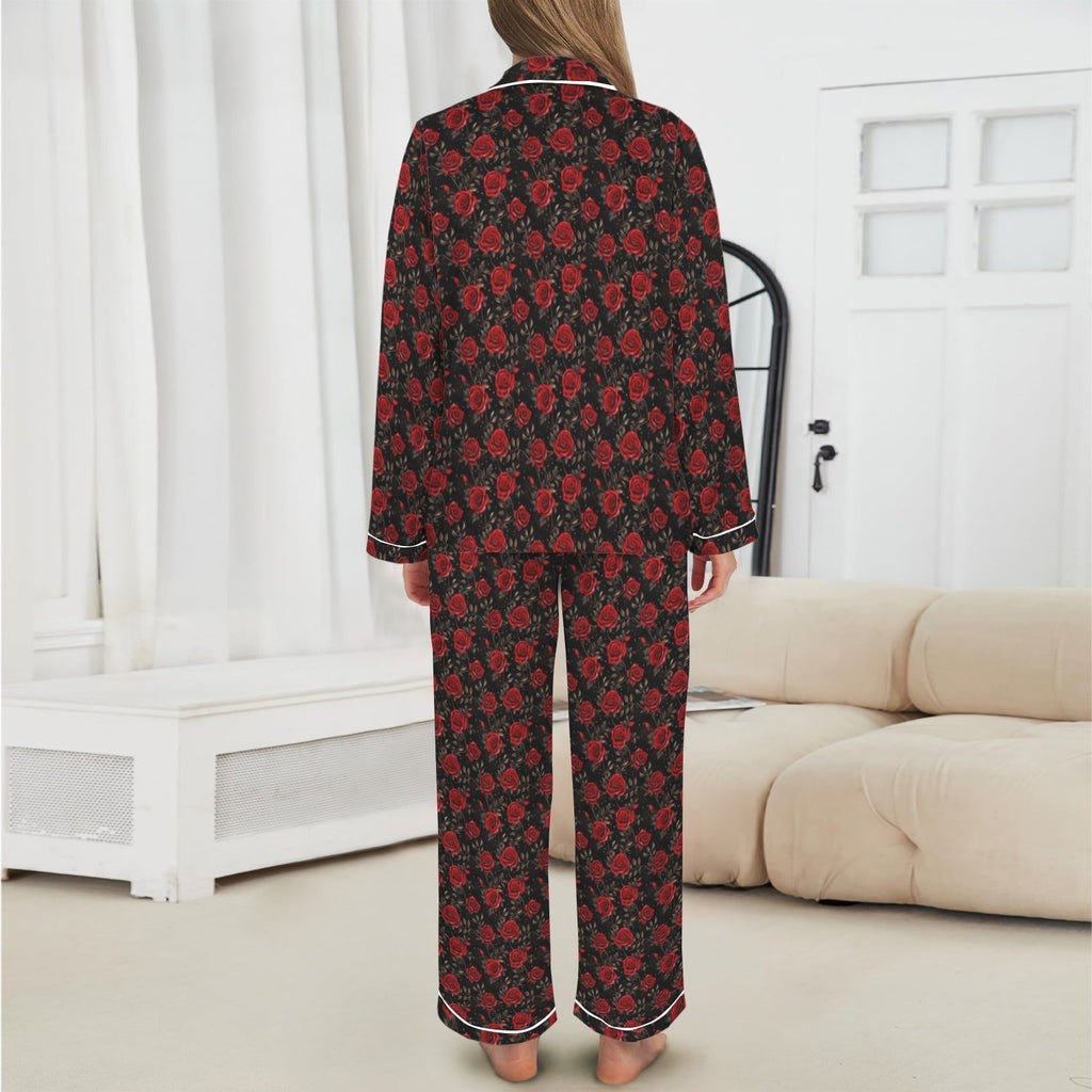 Baha Ranch Colores De Mexico Red Roses Satin Pajama Set Baha Ranch Western Wear