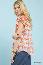 Umgee Double Frill Sleeve Floral Blouse