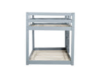 Solid Wooden , Solid Rubber Wooden Twin over Twin Floor Bunk Bed with Ladder ,Upper and Bottom Bed Platforms crafted with Strengthened Slats ,Grey