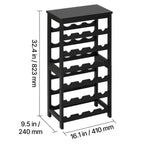 24 Bottle Detachable Wine Rack, 6-Tier Wine Bottle Holder, Freestanding Floor Display Wine Storage Shelves with Table Top, For Kitchen,Cellar,Bar,Dining Room,Living Room, Black