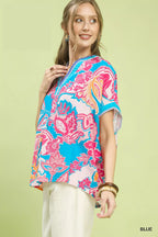 Umgee Abstract Print Oversized Top
