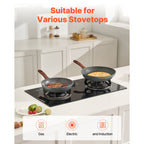 3 Piece Frying Pan Aluminum Skillet Set 9.5 11 12 in Nonstick Pre-Seasoned Grey