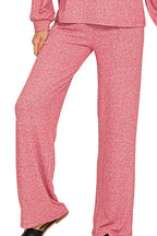 Zenana Soft Melange Long Sleeve Tee & Pants Set