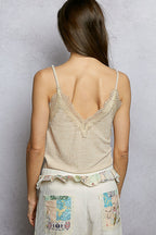 POL Lace Detail V-Neck Ribbed Cami