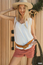 Zenana Slub Raw Edge Detail Tank Top