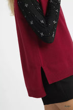 Umgee High-Low Turtleneck Sleeveless Sweater Top