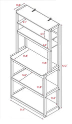 31.50' White and Rustic Brown color 5-Tier Bakers Rack for Kitchen with Storage, Coffee Bar, Kitchen Shelves,  Microwave Stand