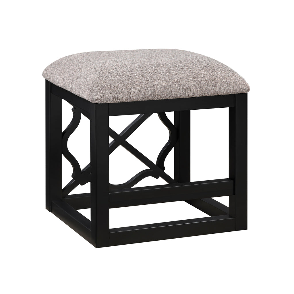 Desks and Stool Set 3pc Black Finish Rolling Desk with Casters, 2 Charging ports Home Office Furniture