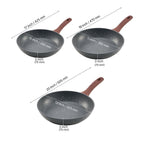 3 Piece Frying Pan Aluminum Skillet Set 9.5 11 12 in Nonstick Pre-Seasoned Grey