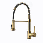 Commercial Black and Gold Kitchen Faucet with Pull Down Sprayer, Single Handle Single Lever Kitchen Sink Faucet