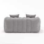 Cozy Beanbag Chair with High Resilience Foam Core for Two - Grey Chenille, 66x35x25 inches