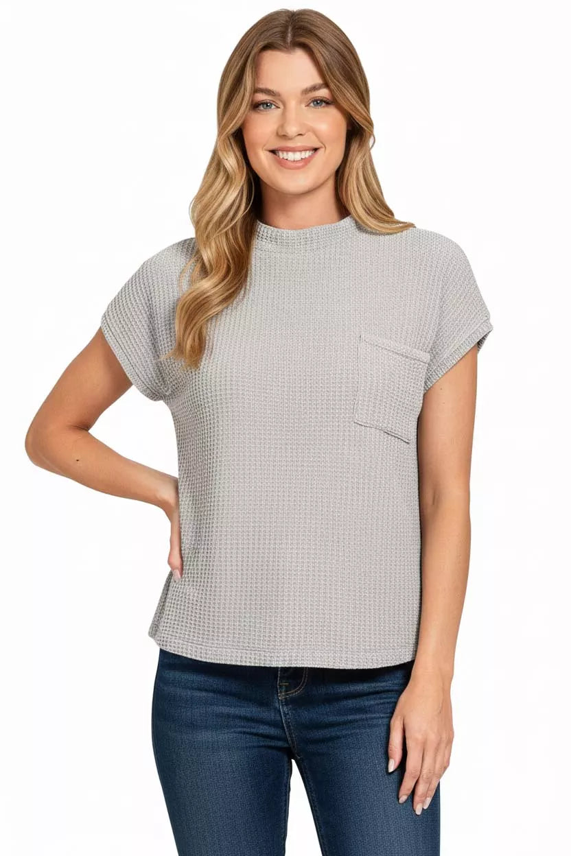 Zenana Chenille Waffle Short Sleeve Sweater