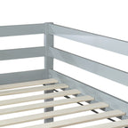 Solid Wooden, Rubber Wooden Twin Loft Bed with Ladder, Bed Platform of Strengthened Slats , Grey