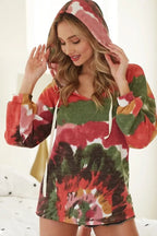 BiBi Tie Dye Knit Hoodie with Twill Tape