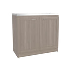 Utility Sink Cabinet 36' H, 2 Doors, 2 Shelves, White Oak - Kitchen