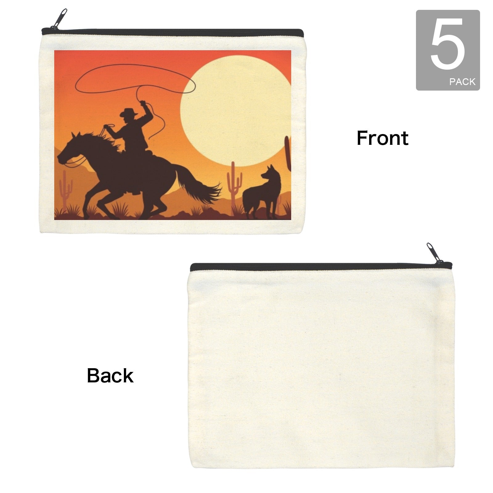 Cowboy Sunset Cosmetic Bag Pack of 5 Made in America Baha Ranch Western Wear